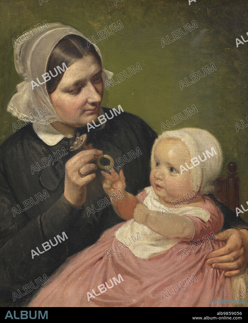 WILHELM MARSTRAND. The Artist's Wife and Their Son Poul, mid-19th century. Marstrand's wife, Margrethe Christine Weidemann, died in 1867. Their son Poul, born in 1851, became an industrialist and businessman.