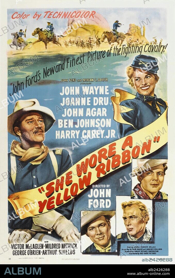 Poster de LA LEGIÓN INVENCIBLE, 1949 (SHE WORE A YELLOW RIBBON), dirigida por JOHN FORD. Copyright RKO.