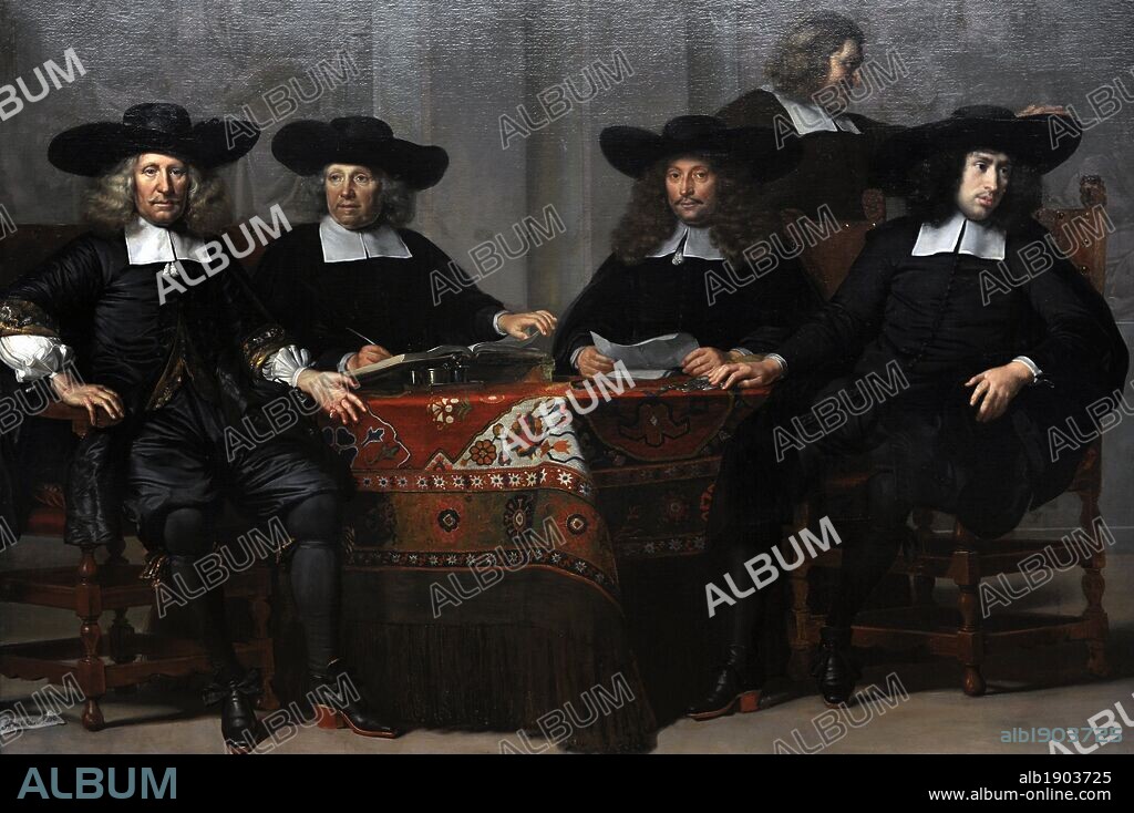 ARTE BARROCO. HOLANDES. ADRIAEN BACKER (Amterdam 1635-Amsterdam 1684). Pintor holandés del Siglo de Oro, activo en Ámsterdam y Haarlem. " REGENTES DE UN HOSPICIO DE AMSTERDAM". 1676. Detalle. Gemäldegalerie o Pinacoteca de Berlín. Kulturforum. Museos Nacionales de Berlín (Staatiche Museum). Alemania. Europa.
