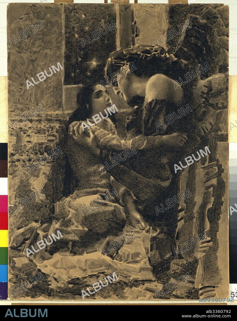 MIKHAIL ALEXANDROVICH VRUBEL. Tamara and Demon. Illustration to the poem "The Demon" by Mikhail Lermontov.