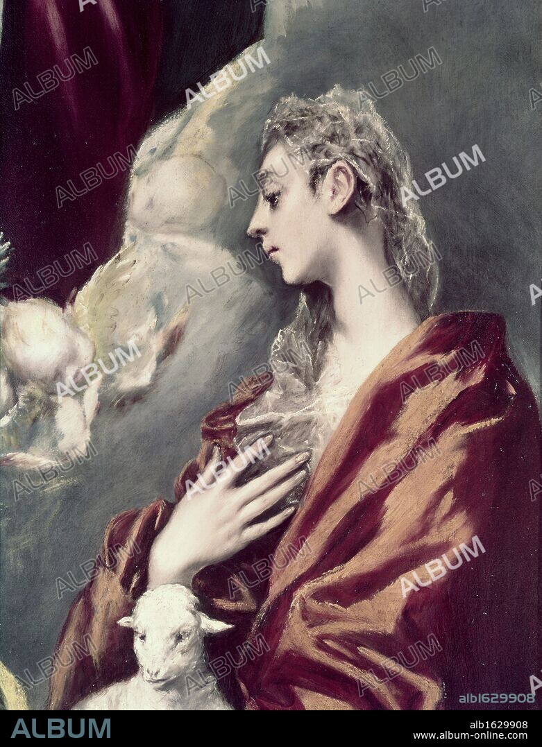 Madonna & Child with St. Agnes & St. Martina (Detail)  1579-99  El Greco (1541-1614/Greek)  Oil on canvas  National Gallery of Art, Washington, D.C., USA.