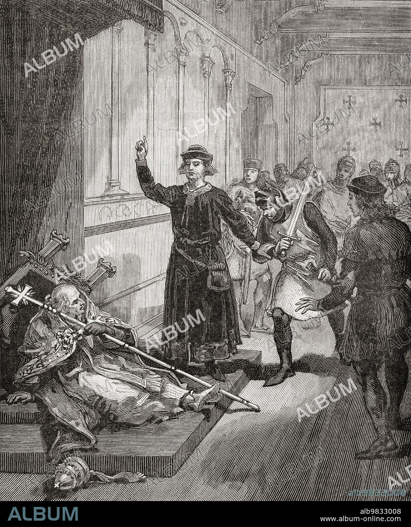 In the year 1300 Pope Boniface VIII convoked a holy year during which slaves and prisoners would be freed, debts would be forgiven and the mercies of God would be particularly manifest, people came from far and wide and camped in the streets and squares of Rome. From Histoire de France, published 1855.
