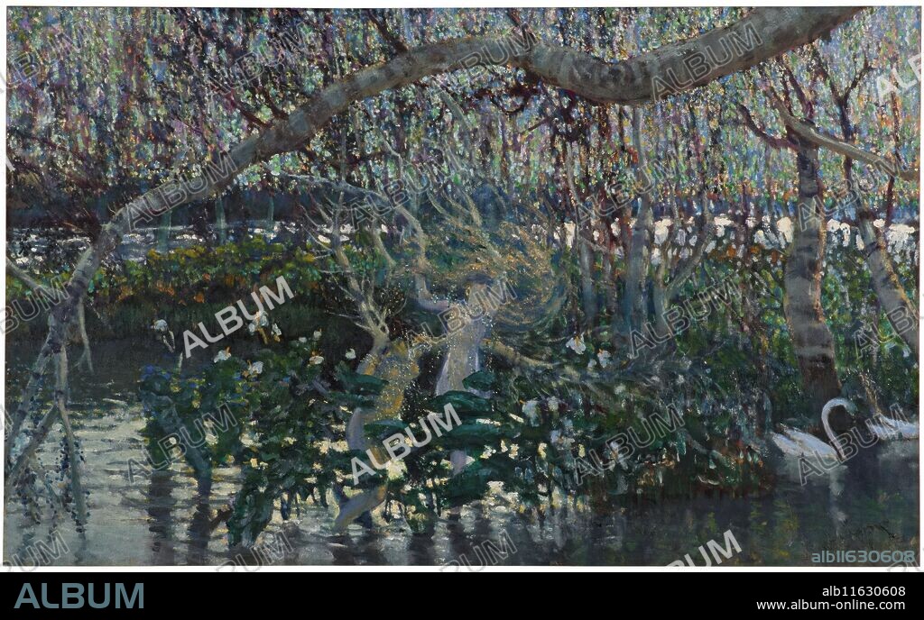 ANTONIO MUÑOZ DEGRAIN. Antonio Muñoz Degrain / 'Lampecia y Febe (fábula)'. 1920. Óleo sobre lienzo, 70 x 115 cm.