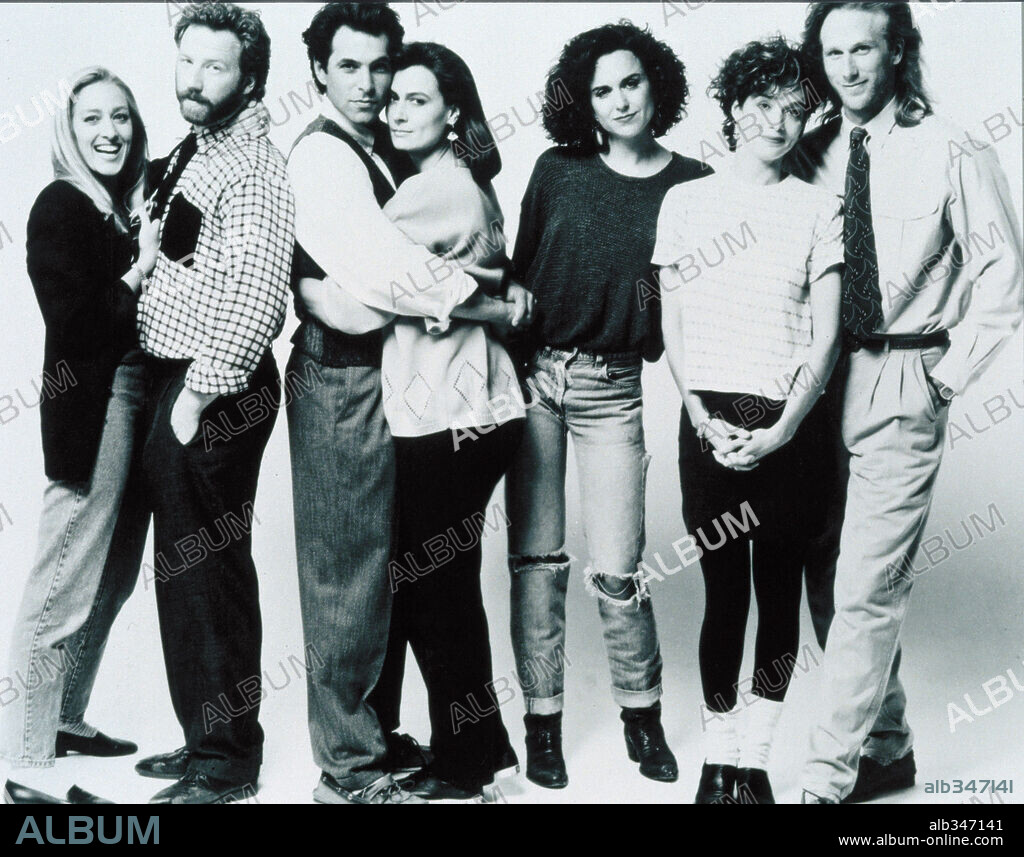 KEN OLIN, MEL HARRIS, MELANIE MAYRON, PATRICIA WETTING, PETER HORTON, POLLY DRAPER and TIMOTHY BUSFIELD in THIRTYSOMETHING, 1987. Copyright MGM TELEVISION.