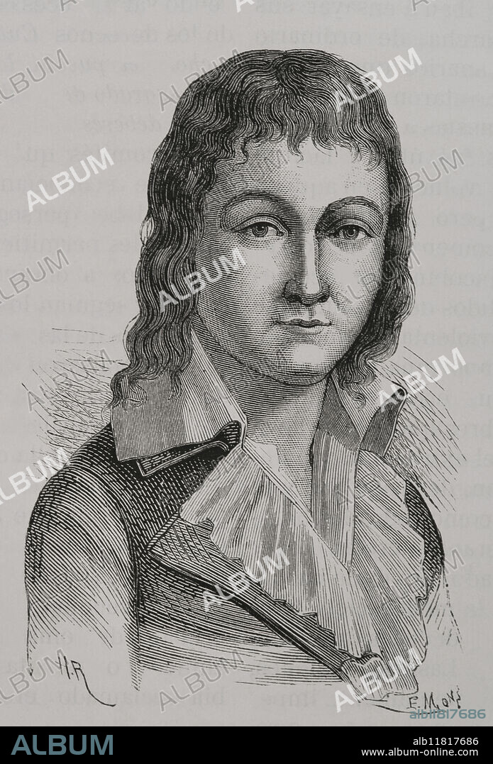 Luis XVII de Francia (Luis Carlos de Borbón) (1785-1795). Rey titular de Francia y Navarra (1793-1795). Murió a la edad de diez años en la Prisión del Temple de París, en época de la Revolución Francesa. Retrato. Grabado. "Historia de la Revolución Francesa". Tomo I, parte 2, 1879.