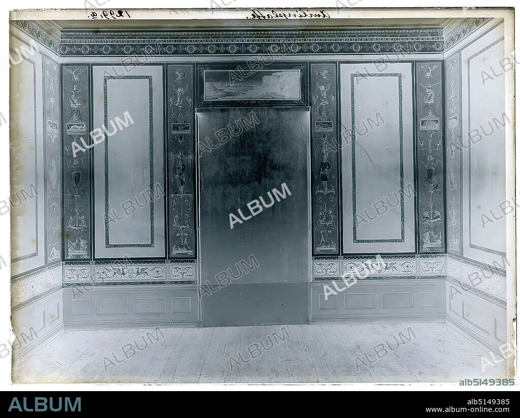 Wilhelm Weimar, Milde Zimmer, glass negative, black and white negative process, total: height: 23.8 cm; width: 17.8 cm, numbered: top left: in black ink: 1299.b, inscribed: top: aniline plate, ornaments, work of applied art (plaster, stucco), work of applied art (wood, z. As a trained engraver and graduate of the School of Arts and Crafts.