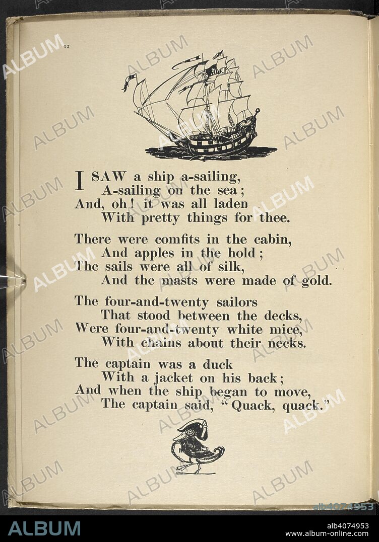 CLAUD LOVAT FRASER. 'I saw a ship a-sailing, '. Nursery Rhymes, with  pictures by C. L. Fraser. London : T. C. & E. C. Jack, [1919]. Source:  12800.ddd.31 page 12. - Album alb4074953