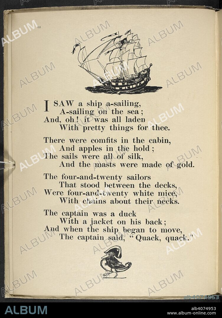 CLAUD LOVAT FRASER. 'I saw a ship a-sailing, ...'. Nursery Rhymes, with pictures by C. L. Fraser. London : T. C. & E. C. Jack, [1919]. Source: 12800.ddd.31 page 12.