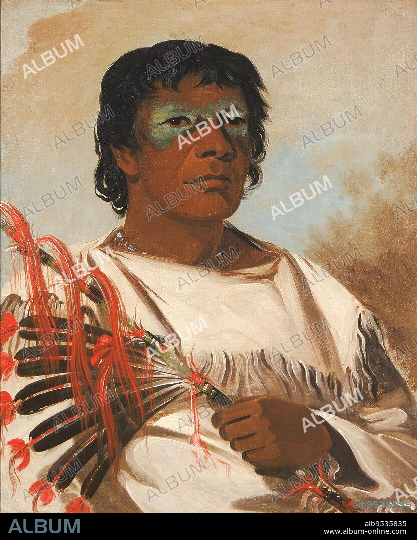 GEORGE CATLIN. Wah-pe-kée-suck, White Cloud (called the Prophet), Adviser to Black Hawk. oil on canvas. Date: 1832.