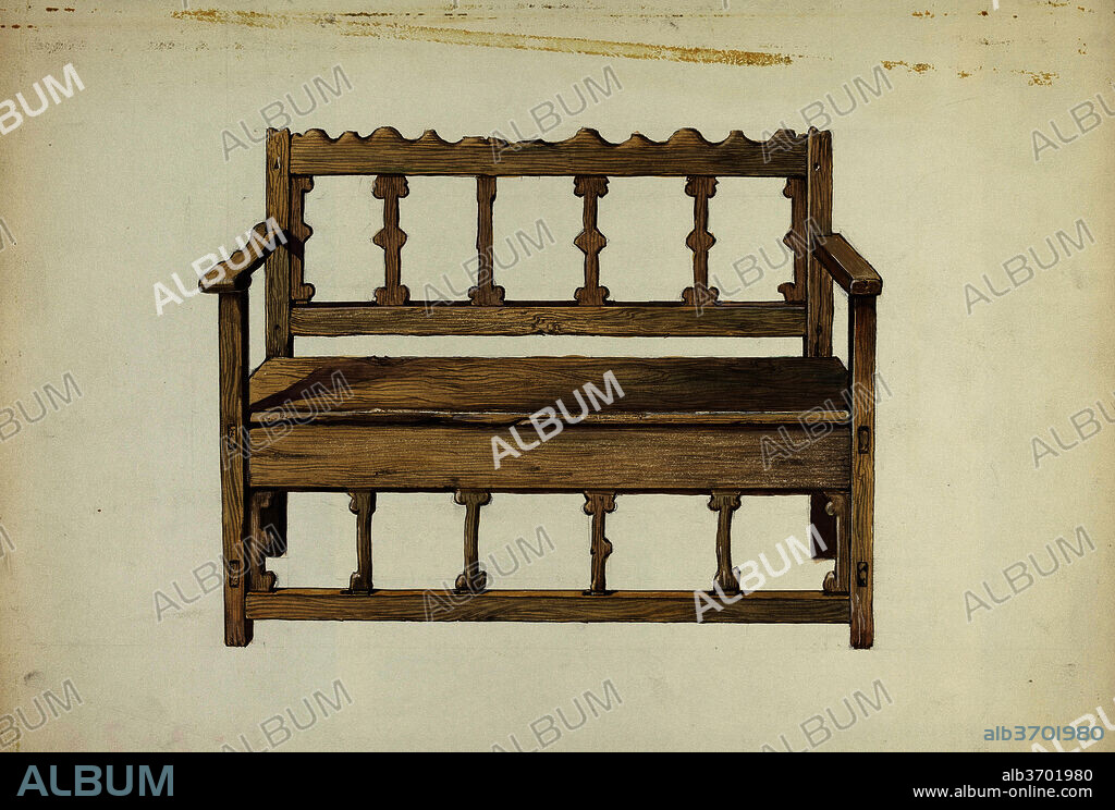 DANA BARTLETT. Bench. Dated: 1935/1942. Dimensions: overall: 24.3 x 35.7 cm (9 9/16 x 14 1/16 in.). Medium: watercolor, pen and ink, gouache, and graphite on paper.