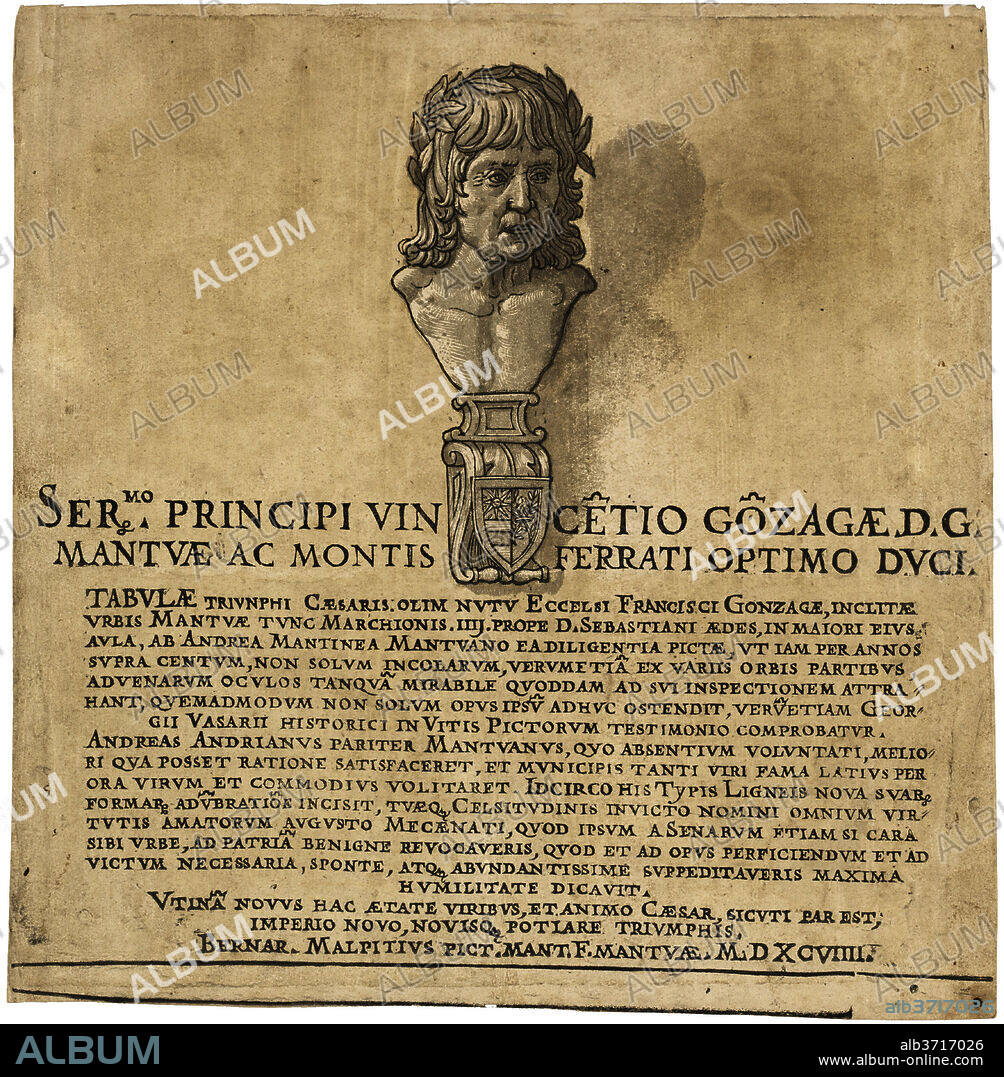 ANDREA ANDREANI AFTER ANDREA MANTEGNA. The Triumph of Julius Caesar: Title Page. Dated: 1599. Medium: chiaroscuro woodcut.