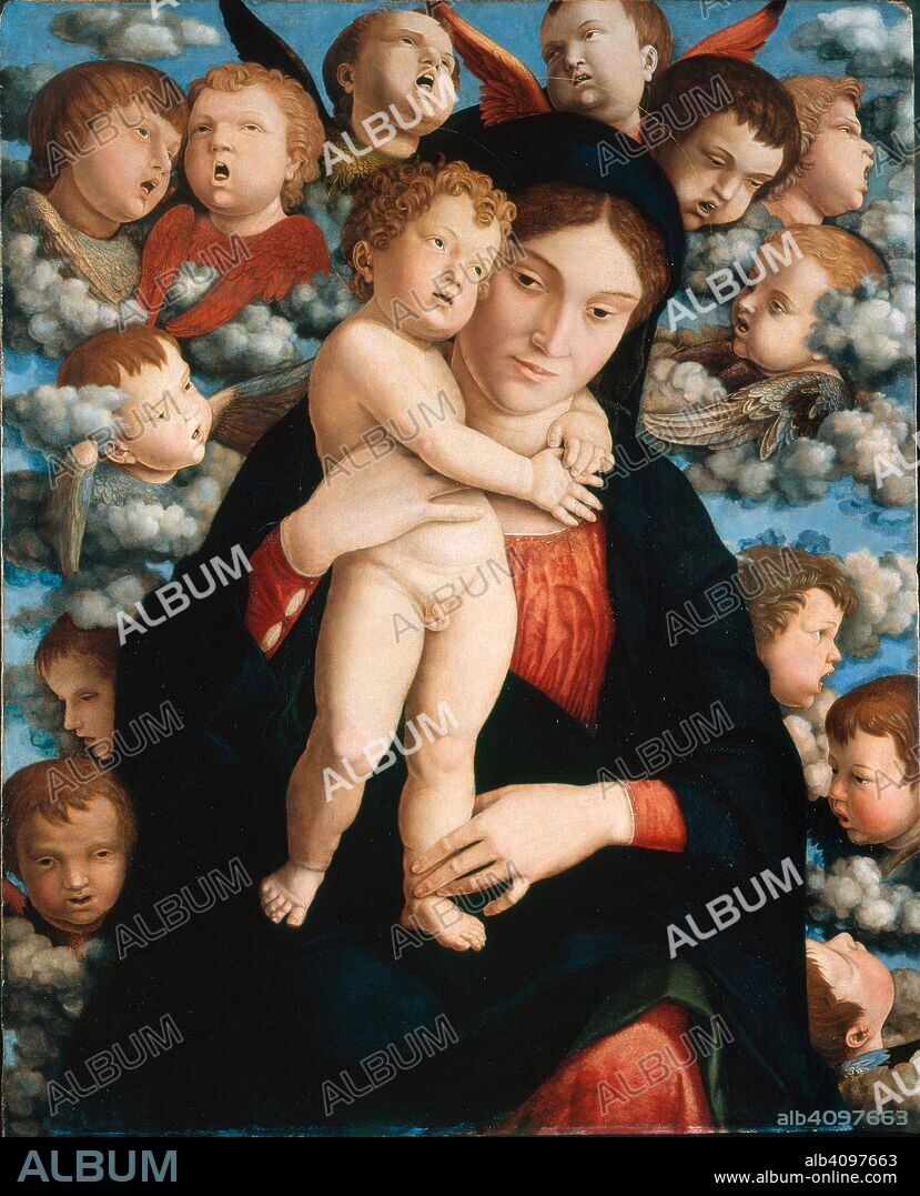 ANDREA MANTEGNA. Madonna and Child with a Choir of Cherubs (Madonna of the Cherubim).