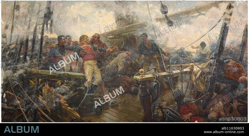 Eugenio Álvarez Dumont / 'Muerte de Churruca en Trafalgar'. 1892. Óleo sobre lienzo, 300 x 630 cm.