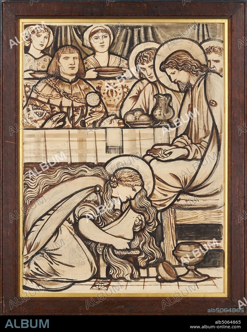 The Magdalen anointing Christ's Feet,1863 Sir Edward Burne-Jones (d.1898), Art Movement, Pre-Raphaelite, 19th Century, Religion, Religion, Christian, Mary Magdalene, Religion, Mary Magdalene, Religion, Jesus Christ, Works on Paper.