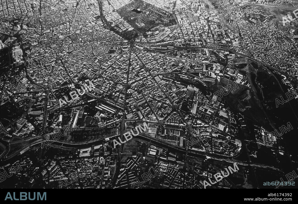 FOTOGRAFIA ANTIGUA-VISTA AEREA DE MADRID-RIO MANZANARES.