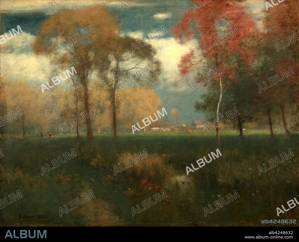 Sunny Autumn Day, 1892. George Inness (American, 1825-1894). Oil on canvas; framed: 111.4 x 137.5 x 12.1 cm (43 7/8 x 54 1/8 x 4 3/4 in.); unframed: 81 x 106 cm (31 7/8 x 41 3/4 in.); former: 101 x 127 x 7.6 cm (39 3/4 x 50 x 3 in.).