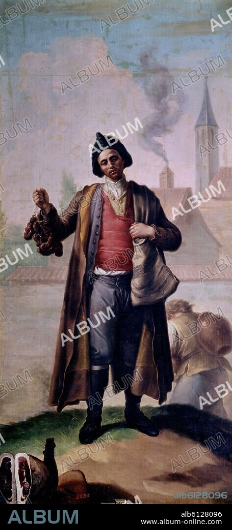 RAMON BAYEU (1746-1793). EL CHORICERO - 1780 - O/L - 222x106 - NP 2451 - CARTON PARA TAPIZ - NEOCLASICISMO ESPAÑOL.