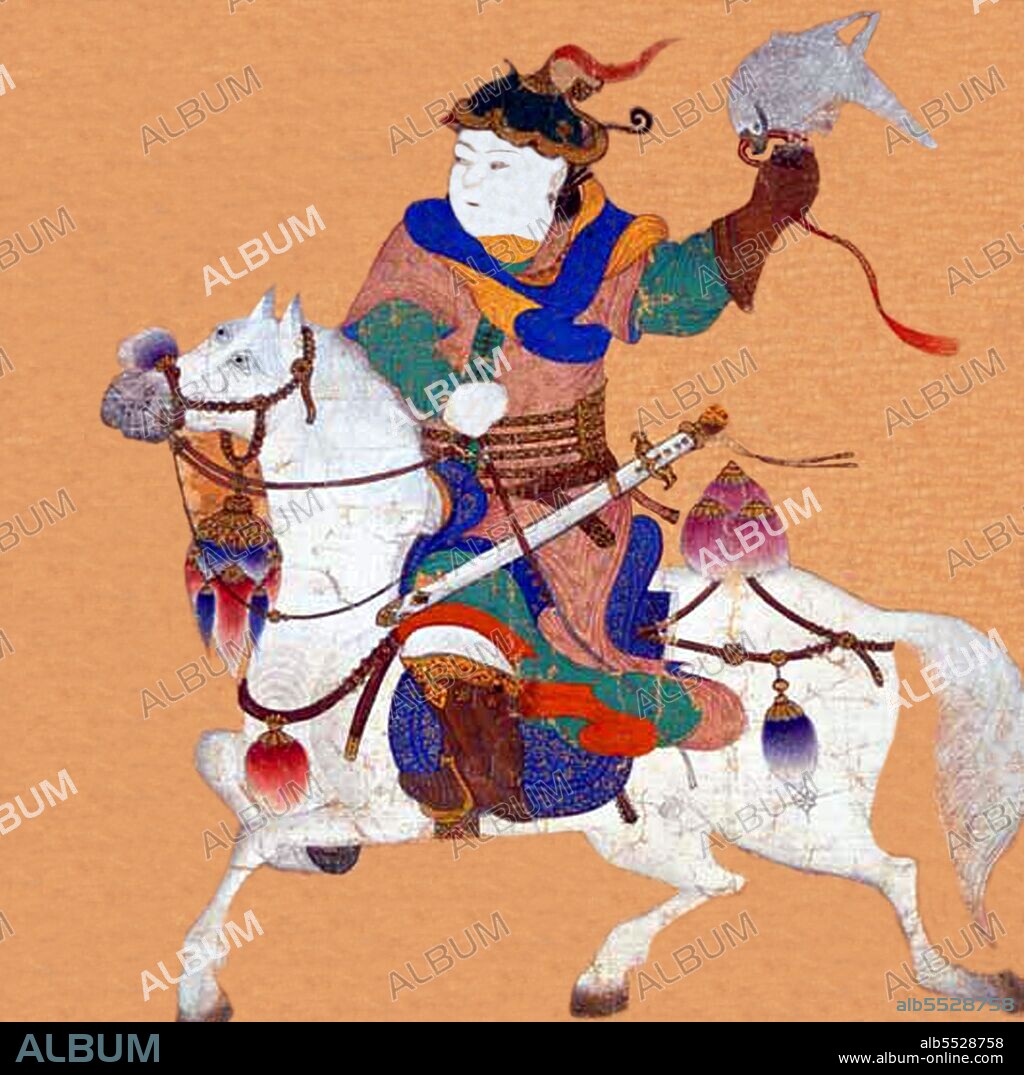 Siyah Kalem or 'Black Pen' is the name given to the 15th century school of painting attributed to Mehmed Siyah Kalem. Nothing is known of his life, but his work indicates that he was of Central Asian Turkic origin, and thoroughly familiar with camp and military life. The paintings appear in the 'Conqueror’s Albums', so named because two portraits of Sultan Mehmed II the Conqueror are present in one of them. The albums are made up of miniatures taken from manuscripts of the 14th, 15th, and early 16th centuries, and one series of paintings is inscribed 'work of Master Mu?ammad Siyah Kalem'. Something of the style and techniques of Chinese paintings is apparent in these, and an acquaintance with Buddhist art, particularly in the depictions of grotesque demonic figures. Oghuz Khagan (Turkish: Oguz Kagan) was a legendary and semi-mythological Khan of the Turks. Some Turkic cultures use this legend to describe their ethnic origins and the origin of the system of political clans used by Turkmen, Ottoman, and other Oghuz Turks. The narrative is often entitled Oghuznama, or narrative of the Oghuz.