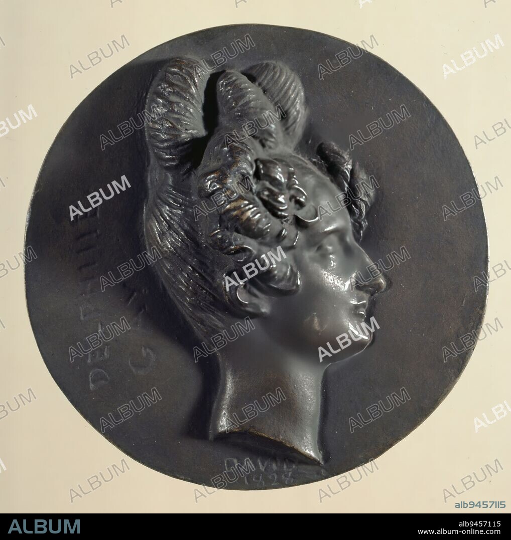 Portrait of Delphine Gay, Madame Emile de Girardin (1804-1855), woman of letters, David d'Angers, Pierre-Jean, Sculptor, Thiébaut Frères, In 1828, Sculpture, Medallion (sculpture), Dimensions - Work: Diameter: 11.5 cm.