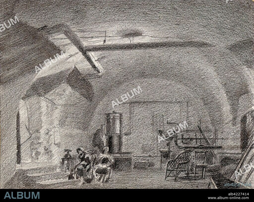 ALEXANDER NIKOLSKY. 'Entrance to the Second Air Raid Shelter and a Boiler'. USSR, 1941. Dimensions: 26,5x35 cm.