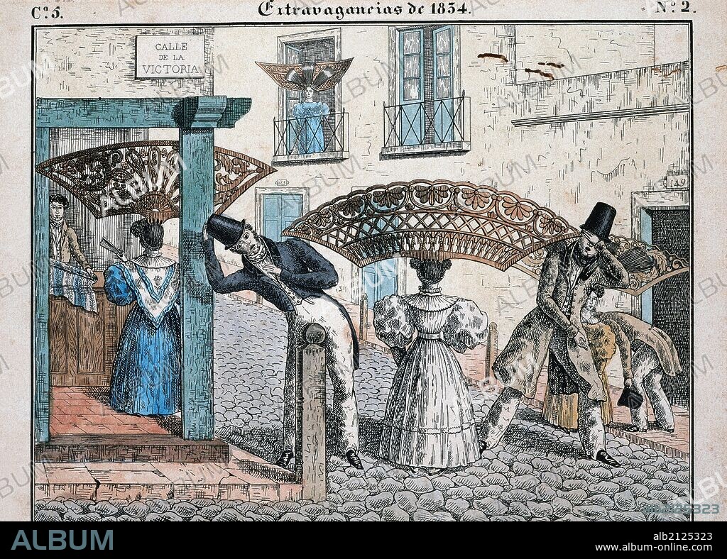 HISTORIA DE AMERICA. ARGENTINA. SIGLO XIX. BUENOS AIRES. Costumbres típicas del país. Trajes y Costumbres. Extravagancias del año 1834. Serie de litografías de César Hipólito Bacle (1794-1838). Museo de Arte Hispanoamericano Isaac Fernández Blanco. Buenos Aires.