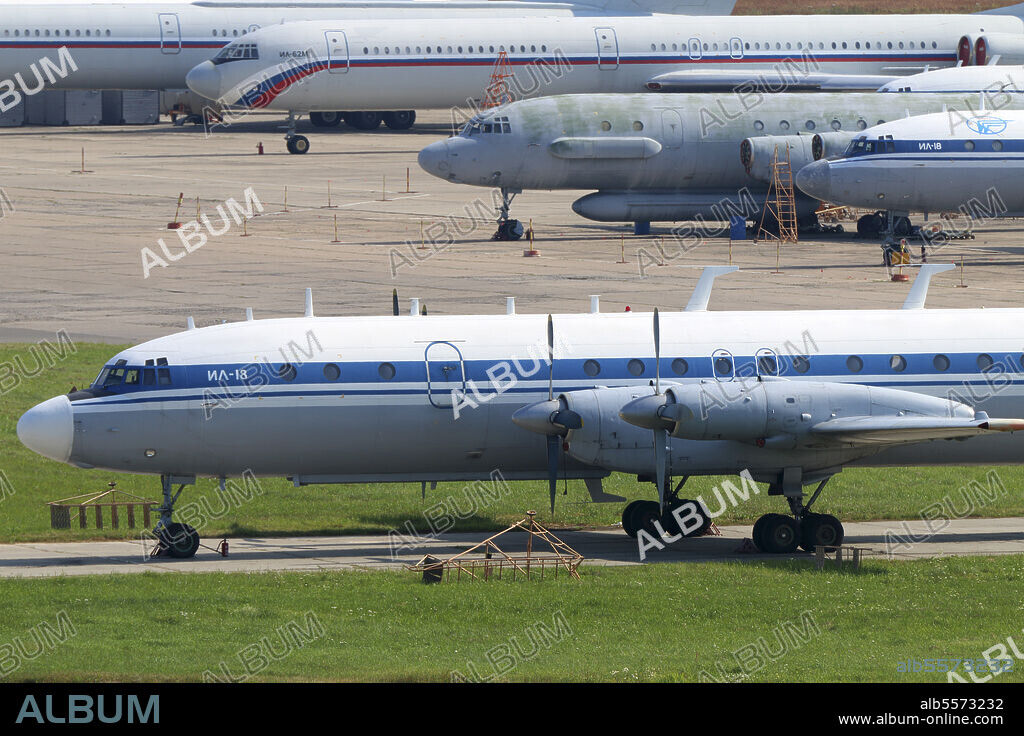 Il-22 communication plane of the Russian Air Force at Chkalovsky Airport, Russia.