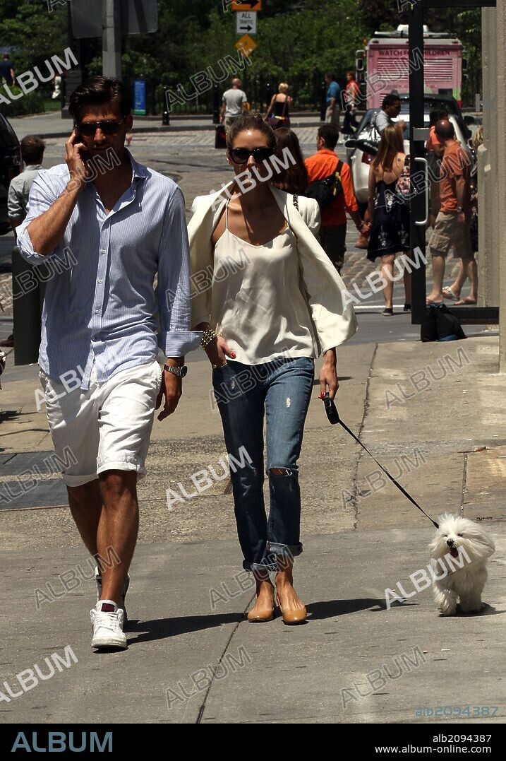 June 9, 2013 - New York City, NY, USA - Tv personality Olivia Palermo and her partner Johannes Huebl walk their dog in Brooklyn on June 9 2013 in New York City. 09/06/2013