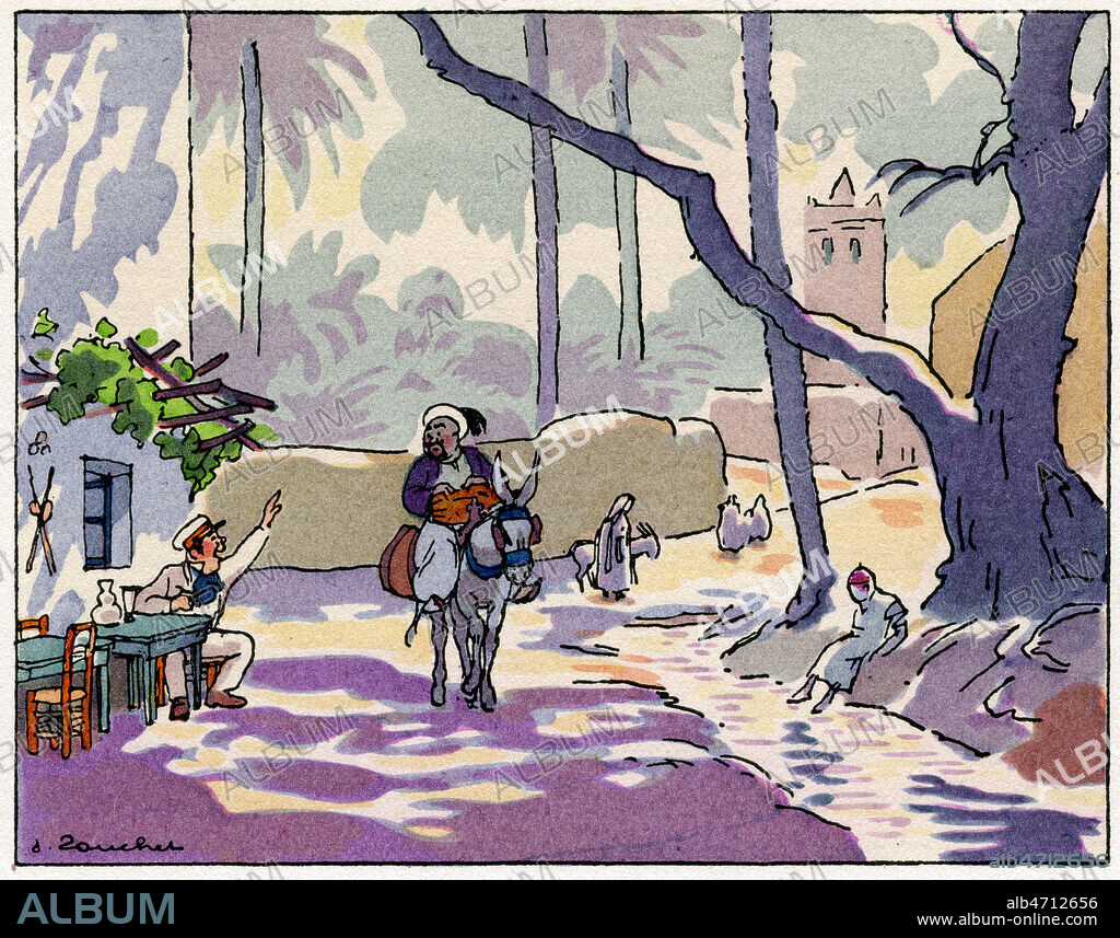 Sidi Tart'ri ben Tart'ri (Tartarin de Tarascon habille en Teur). Illustration par Jacques TOUCHET (1887-1949) pour Tartarin de Tarascon d'Alphonse DAUDET (1840-1897). Credit : Coll. Jonas/KHARBINE-TAPABOR.