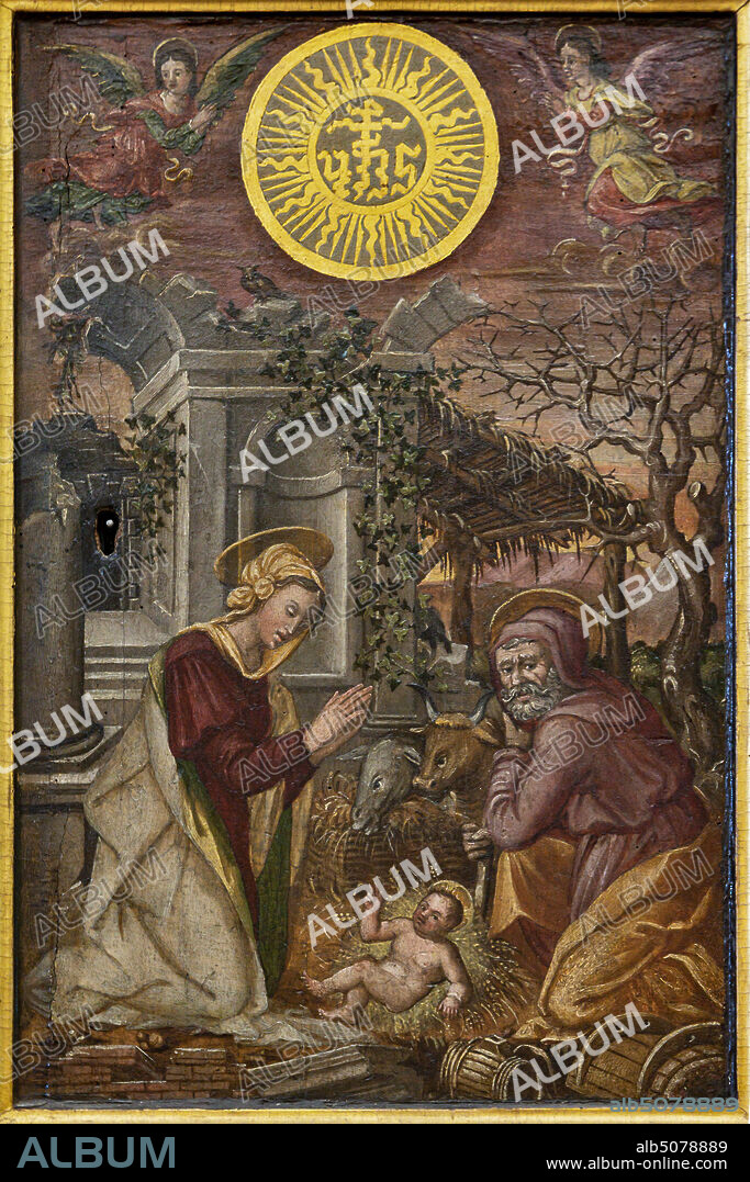 Basilica of the Holy Cross: "Nativity of Jesus", first half XVI century, by tuscan painter, door of a ciborium, oil painting on panel.
