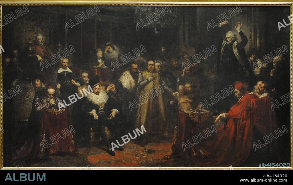 Piotr Skarga (1536-1612). Polish Jesuit preacher and writer. The Sermon of Piotr Skarga, 1864, by Jan Matejko (1838-1893). National Museum. Warsaw. Poland.