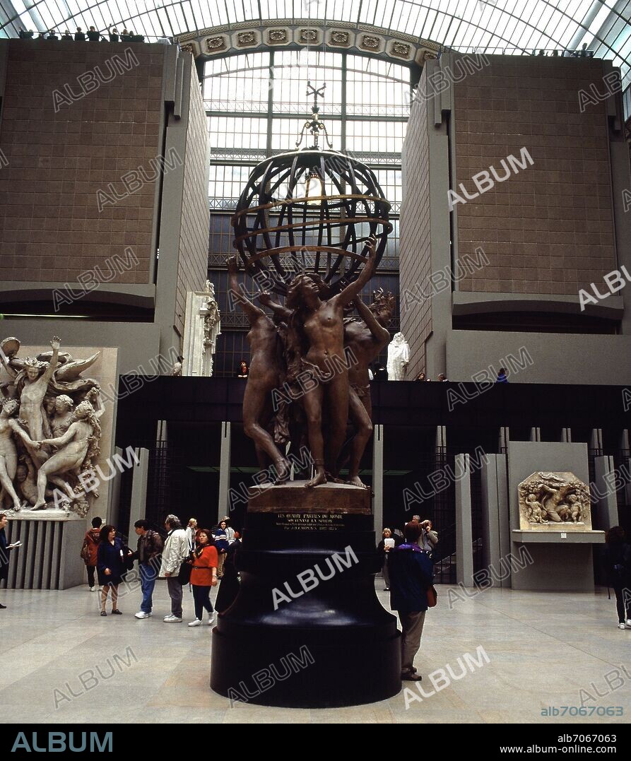 JEAN BAPTISTE CARPEAUX (1827-1875). LAS CUATRO PARTES DEL MUNDO SOSTIENEN LA ESFERA CELESTE 1867/72-YESO 250 x 177 cm.