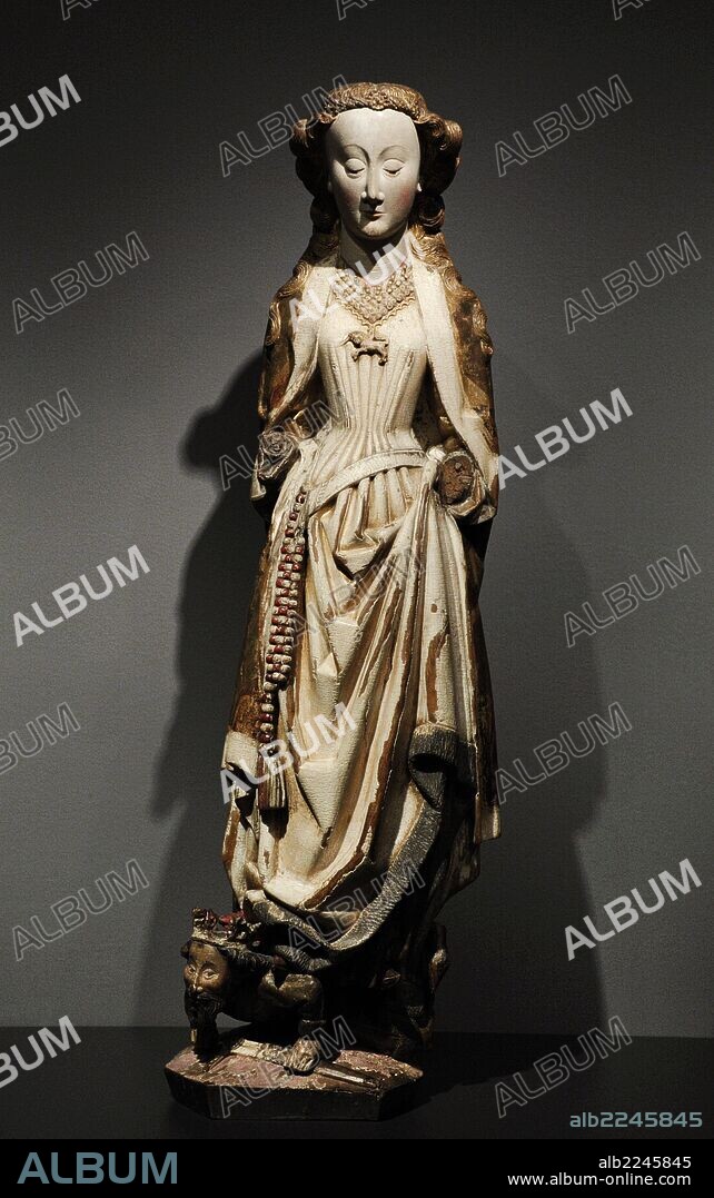 Master of the Statues of Koudewater (active c. 1460-1480). Statue of Saint Barbara, c. 1470. Rijksmuseum. Amsterdam. Holland.