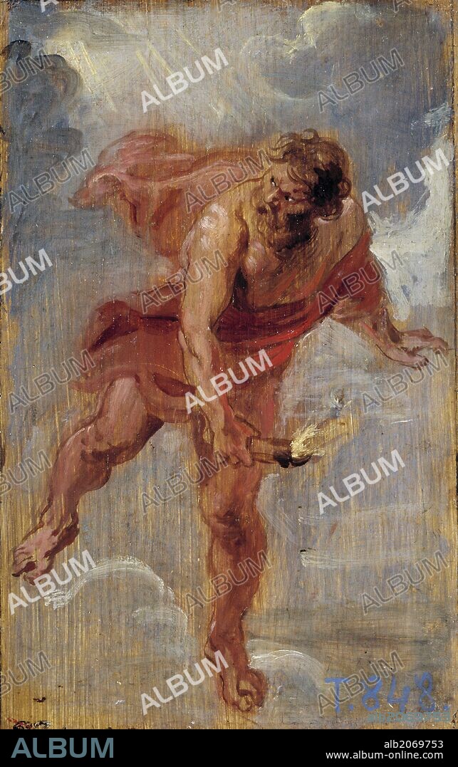 PETER PAUL RUBENS. Pedro Pablo Rubens / 'Prometeo', 1636-1637, Escuela Flamenca, Óleo sobre Tabla, 25,7 cm x 16,6 cm, P02042.