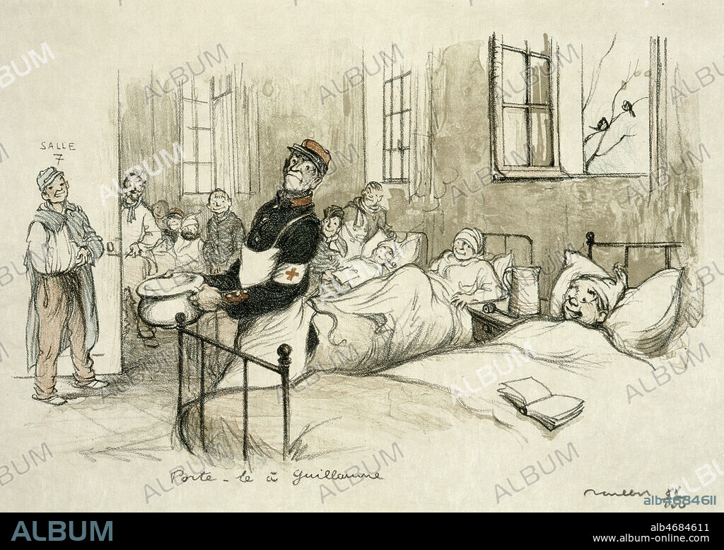 Un hopital de campagne dans la guerre 14-18, dessin de POULBOT (1879-1946) en 1915. Credit Collection KHARBINE TAPABOR.
