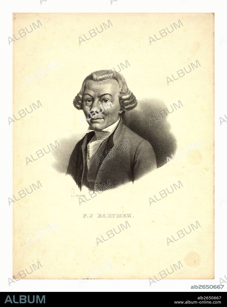 P.J. Barthez / Pigueron., ca. 1800 , Head-and-shoulders portrait of scientist P.J. Barthez, whose locomotion studies served as a precursor to the study of aerodynamics.