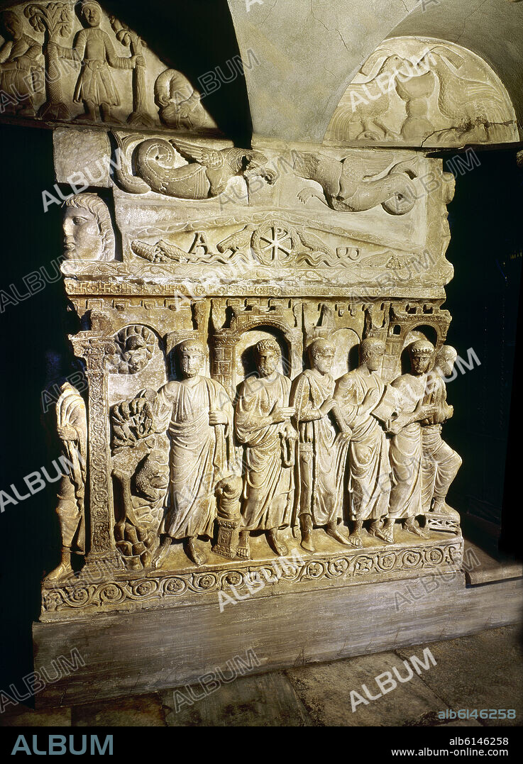 Tomb in the San Ambrosio church. Milan, Italy.