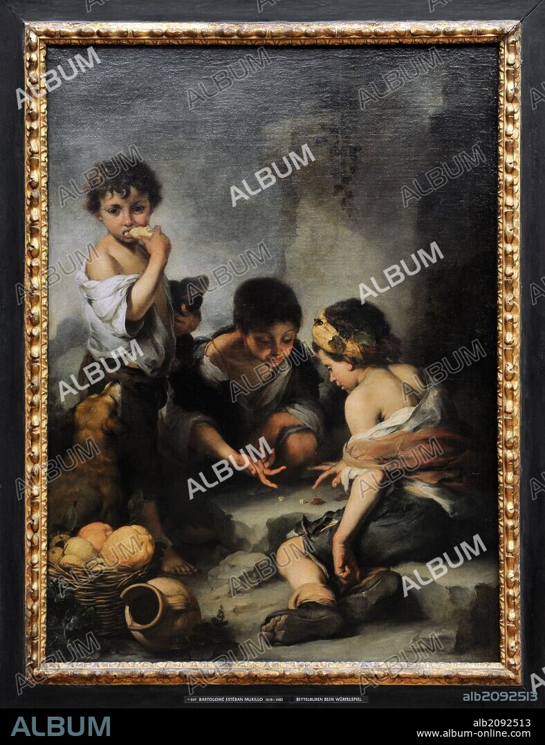 BARTOLOMÉ ESTEBAN MURILLO. ARTE BARROCO. ESPAÑA. Bartolomé Esteban Murillo 1617-1682). Pintor barroco español. "Niños jugando a los dados", hacia el 1665-1675. Oleo sobre lienzo. Alte Pinakothek. Munich. Alemania.