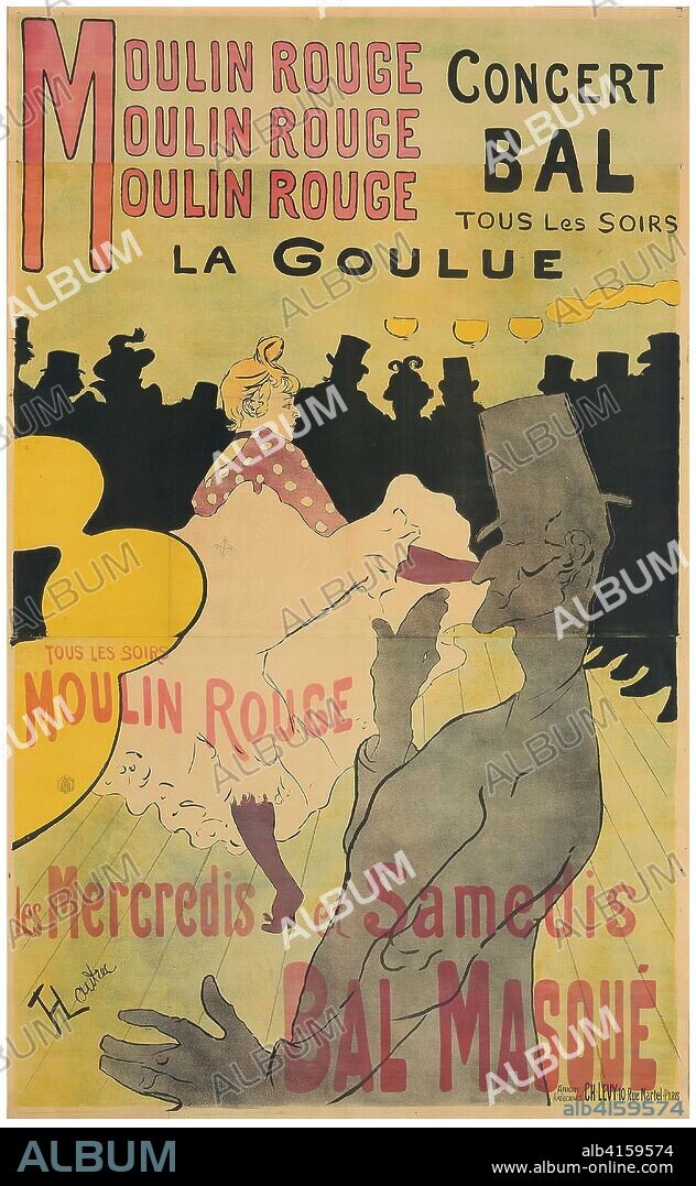 Moulin Rouge, La Goulue. Henri de Toulouse-Lautrec; French, 1864-1901. Date: 1891. Dimensions: 1,890 × 1,157 (image); 1,910 × 1,170 mm (sheet, sight). Color lithograph on tan wove paper. Origin: France.