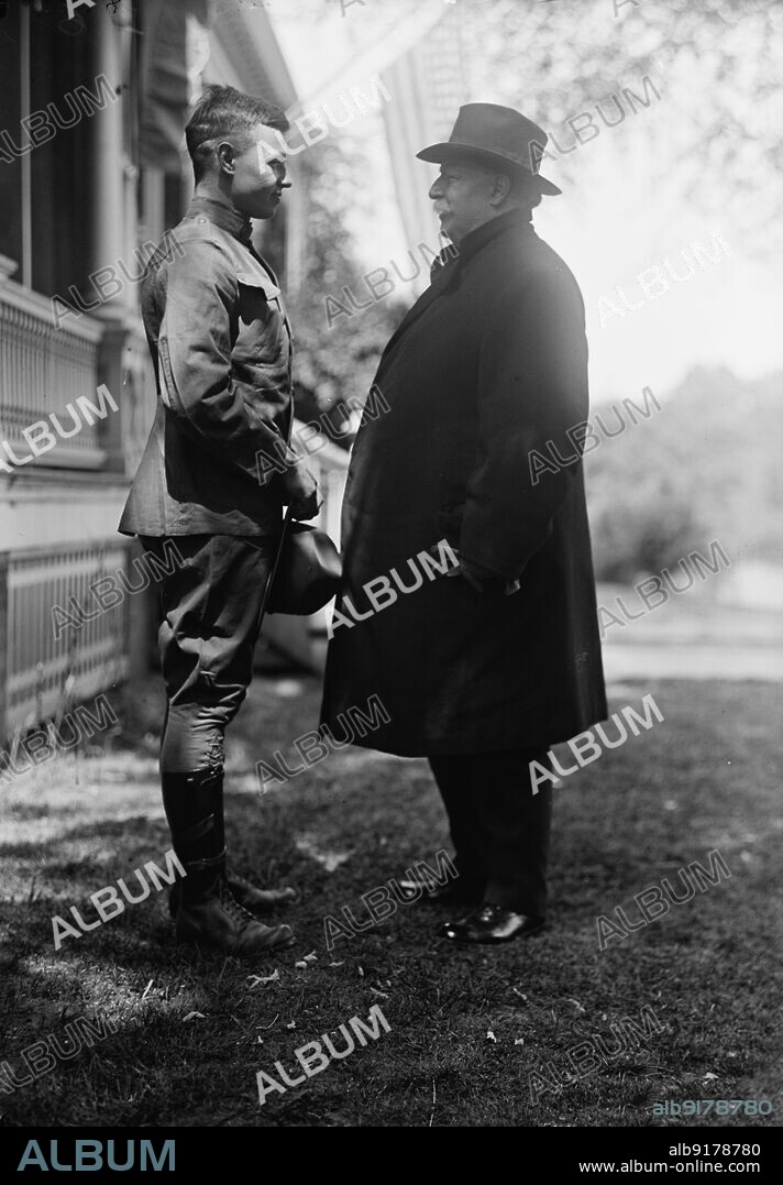 HARRIS & EWING. Fort Myer Officers Training Camp - Charles P. Taft at Camp with Father, Ex-President Taft, 1917.