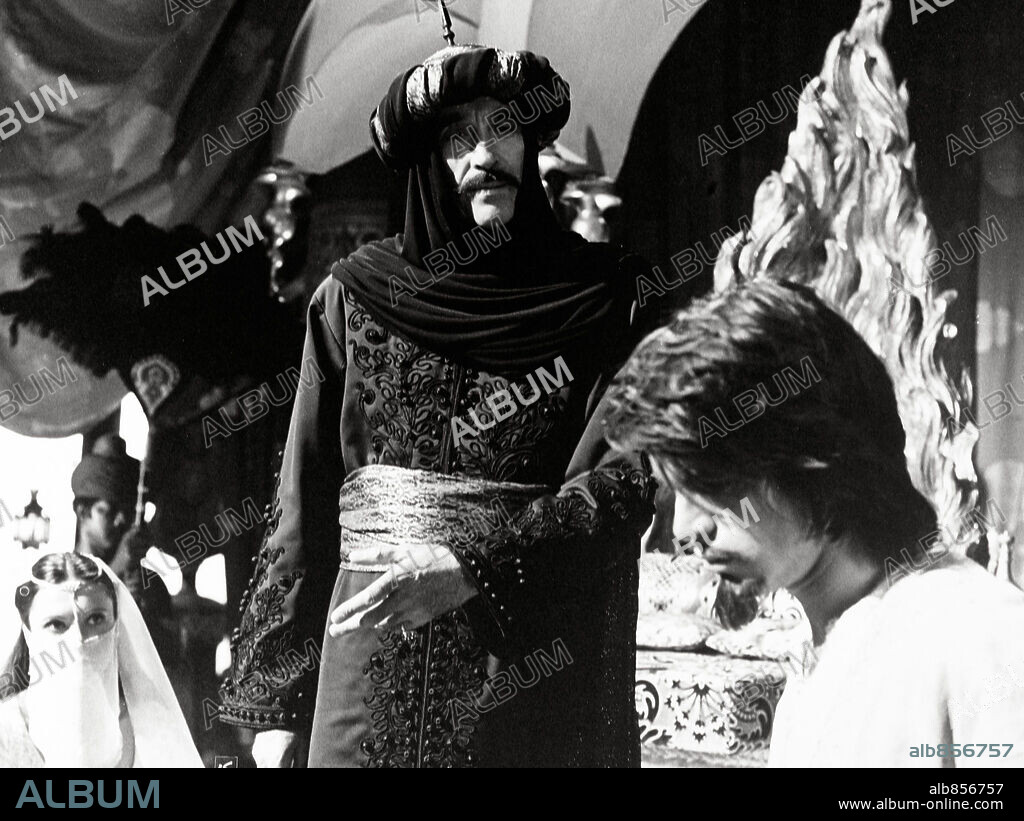 CHRISTOPHER LEE and OLIVER TOBIAS in ARABIAN ADVENTURE, 1979, directed by KEVIN CONNOR. Copyright EMI.