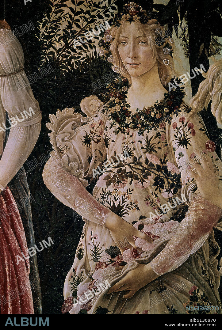 SANDRO BOTTICELLI. LA PRIMAVERA-DETALLE DEL CUERPO - ANTES DE RESTAURAR.