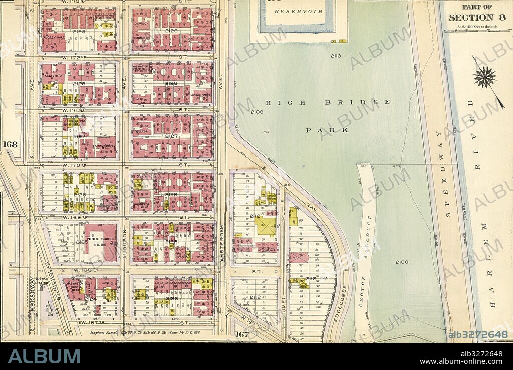 Plate 169: Bounded by W. 173rd Street, Amsterdam Avenue, Edgecombe Avenue High Bridge Park, Speedway, Harlem River, W. 167th Street, and Broadway.