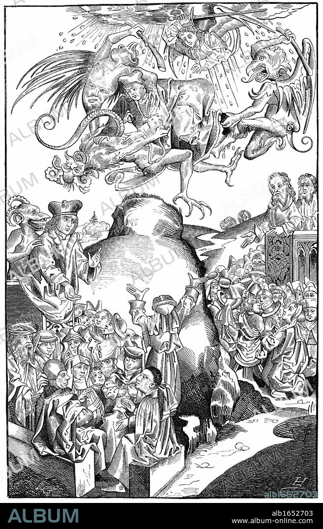 The Reign of Antichrist: woodcut by Michel Volgemuth for Hartmann Schedel Liber chronicarum mundi (Nuremberg Chronicle) Nuremberg 1493.