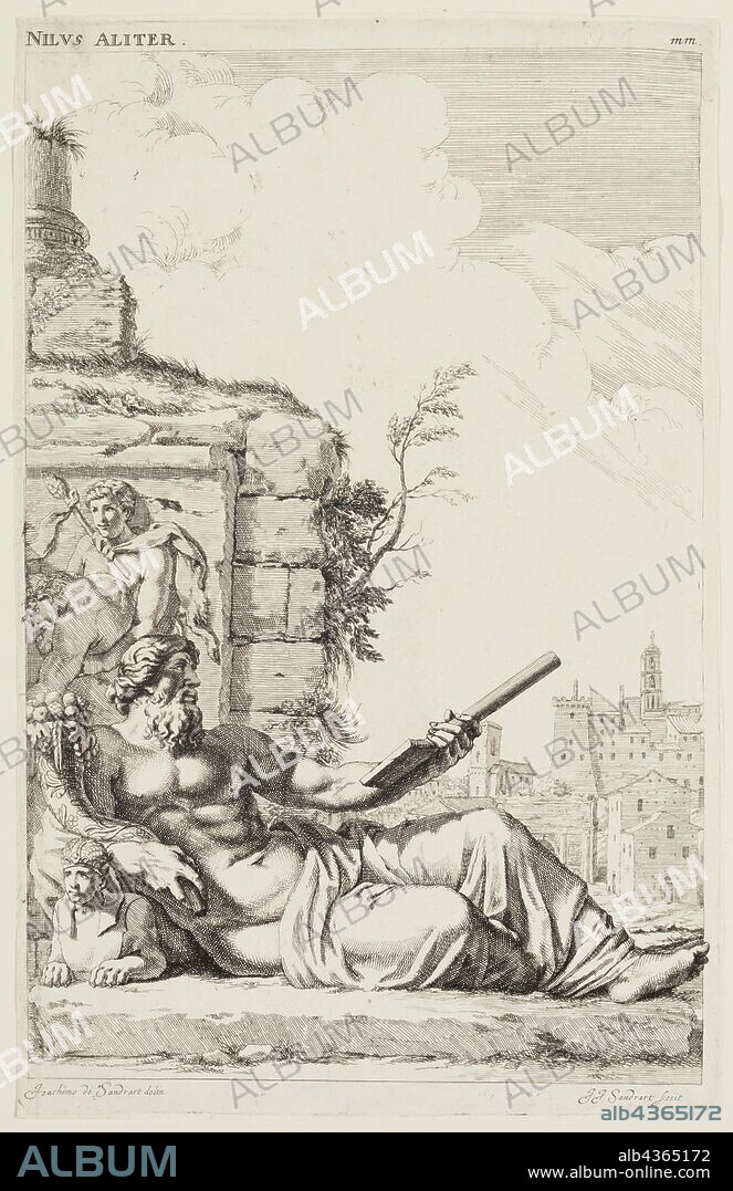 Johann Jacob Sandrart, German, 1655-1698, after Joachim von Sandrart I, German, 1606-1688, Statue of the Nile at Rome, c. 1683, Etching and engraving printed in black on laid paper, plate: 12 3/4 x 8 1/4 in.