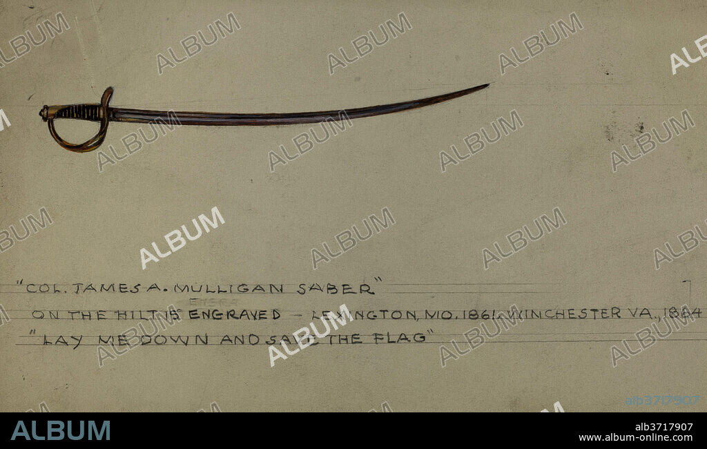 AMERICAN 20TH CENTURY. Saber. Dated: 1935/1942. Dimensions: overall: 12.5 x 21 cm (4 15/16 x 8 1/4 in.). Medium: watercolor, graphite, and gouache on paperboard.