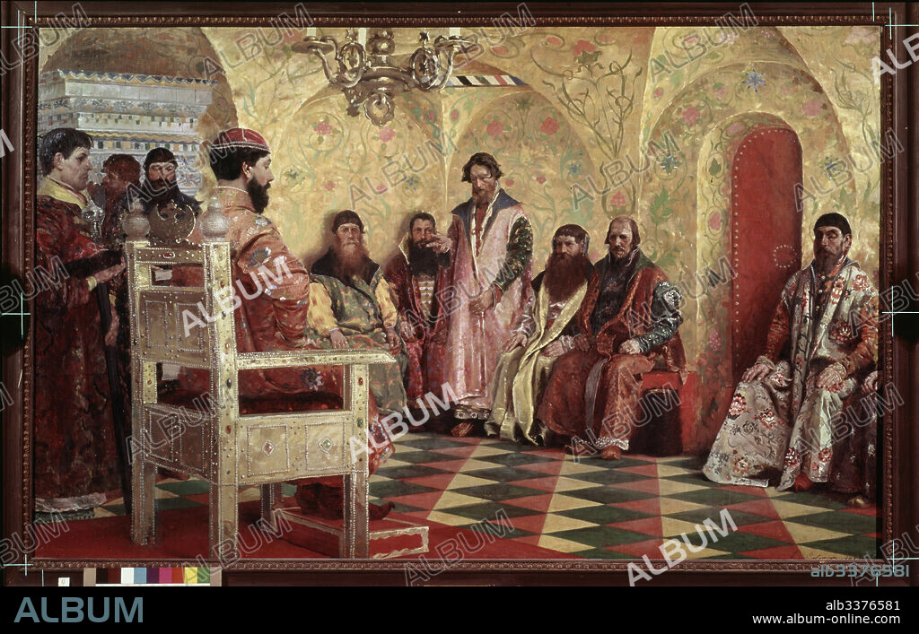 ANDREI PETROVICH RYABUSHKIN. Tsar Michael I Feodorovich at the session of the Boyar Duma.