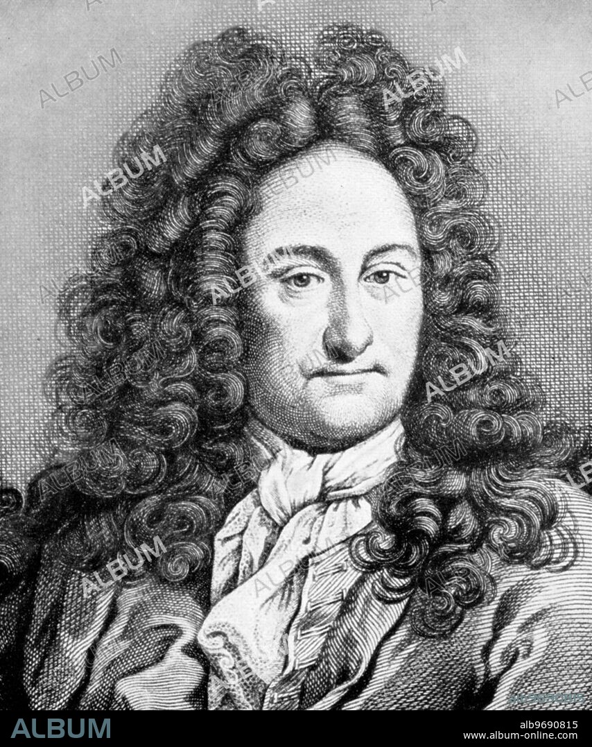 1001065 ( 1000 ) Gottfried Wilhelm Leibnitz , deutscher Mathematiker und Philosoph , geboren am 1. 7. 1646 in Leipzig , gestorben am 14. 11. 1716 in Hannover . Stichworte : Person , Mann , mÃnnlich , maennlich , Portrait , Stich von Ficquet , PersÃ¶nlichkeitsrechte werden nicht vertreten , Kunsturheberrechte werden nicht vertreten. Jede Nutzung ist anzuzeigen und abzurechnen mit " Historisches Auge Ralf Feltz " , Radenwisch 45, 22457 Hamburg, Deutschland , Tel. / Fax : 040 - 5592530.. Gottfried Wilhelm Leibniz , german mathematician and philosopher , 1646 - 1716 , portrait , no rights of personality , no rights of art.