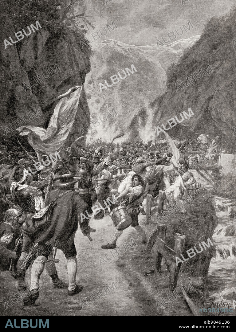 The Tyrolean Rebellion of 1809. A rebellion of peasants in the County of Tyrol led by Andreas Hofer, (1767-1810) against the occupation of their homeland by the French and Bavarian troops. From Hutchinson's History of the Nations, published 1915.