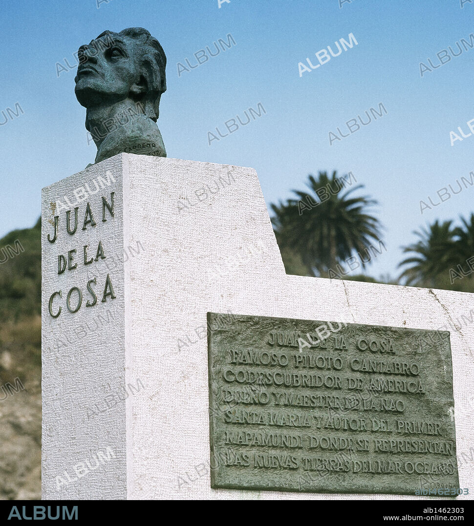 COSA, Juan de la (Santoña, h.1460-1509). Marino y cartógrafo español. Se unió a Colón en su primer y segundo viaje a América. Autor de CARTA DE MAREAR DE LAS INDIAS (mapamundi) (1500). Monumento en su memoria, 1998, obra de José María Porta de la Lama. Santoña. Cantabria. España.