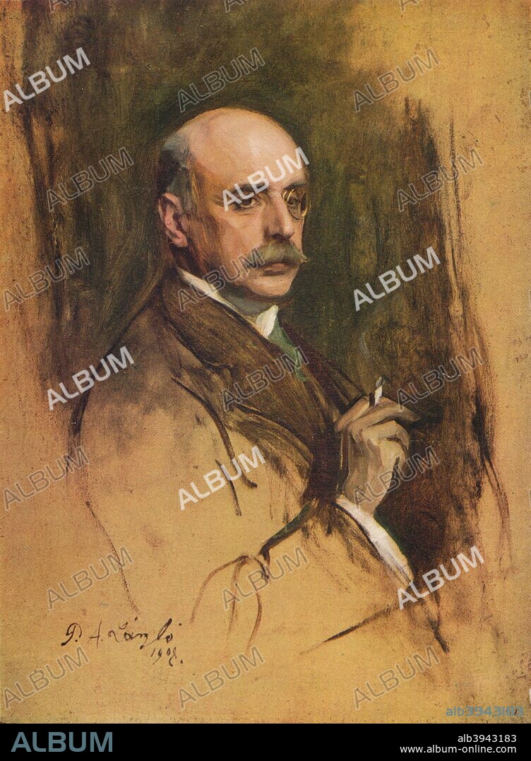 'Charles Holme: founder and first editor of The Studio', 1908. Charles Holme (1848-1923), English journalist and art critic, founding editor of The Studio from 1893. From The Studio Volume 95. [London Offices of the Studio, London, 1928].